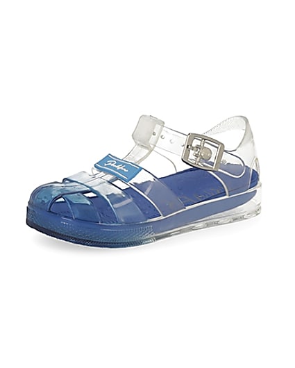 360 degree animation of product Mini boys blue Prolific jelly sandals frame-1