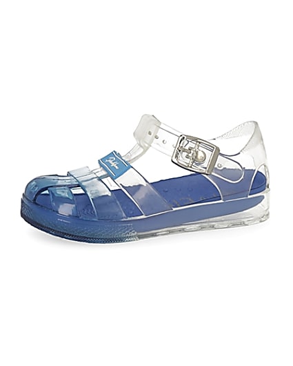 360 degree animation of product Mini boys blue Prolific jelly sandals frame-2