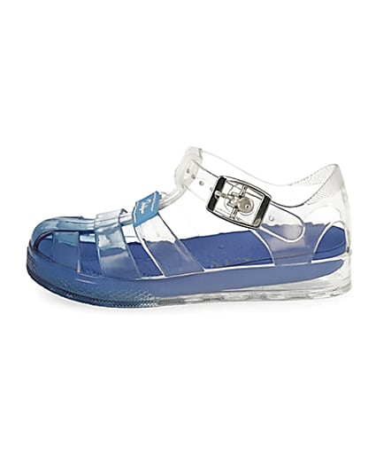 360 degree animation of product Mini boys blue Prolific jelly sandals frame-3
