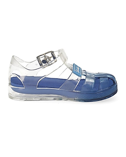 360 degree animation of product Mini boys blue Prolific jelly sandals frame-15