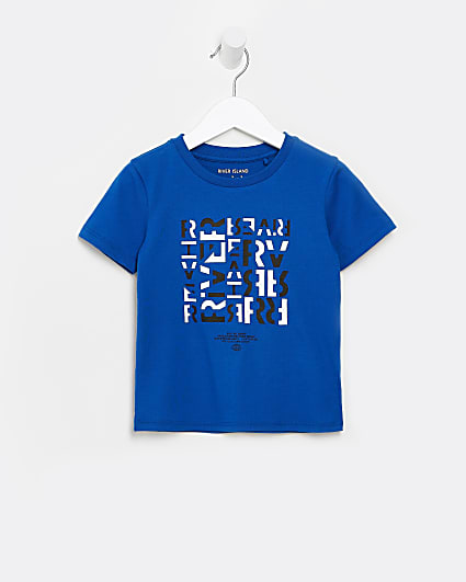 Mini boys blue RI box print t-shirt