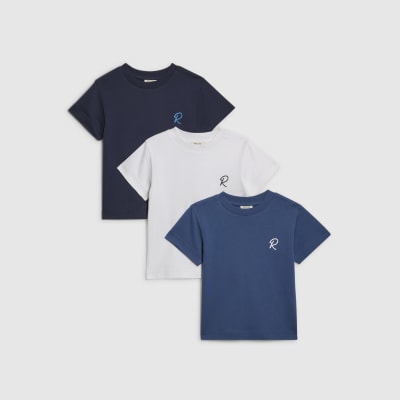 Mini Boys Blue Ri Branded T-Shirt Set Of 3