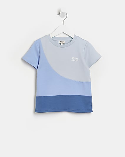 Mini boys blue RI colour block t-shirt