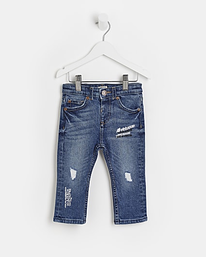 Mini boys blue rip regular fit jeans