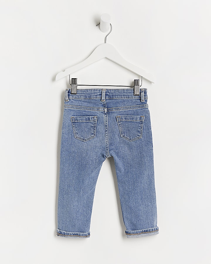 Mini boys blue rip slim jeans