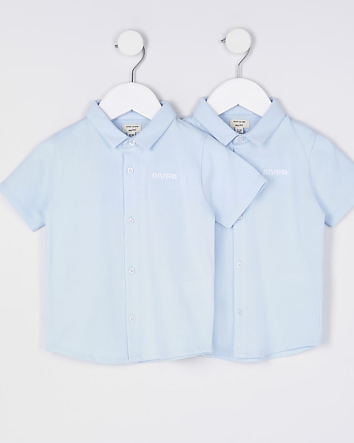 Mini boys blue River shirts 2 pack