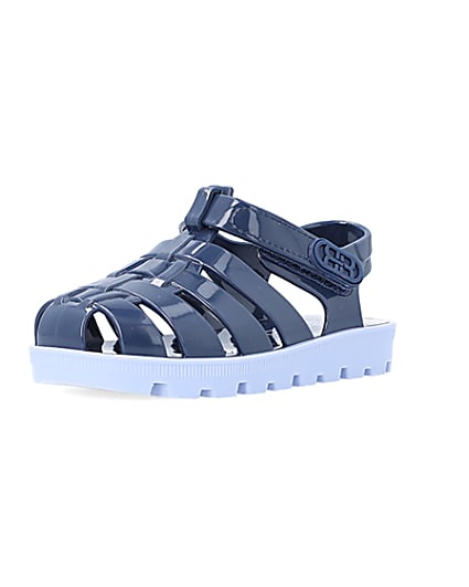 360 degree animation of product Mini Boys Blue Rubber Jelly Sandals frame-0