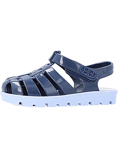 360 degree animation of product Mini Boys Blue Rubber Jelly Sandals frame-2