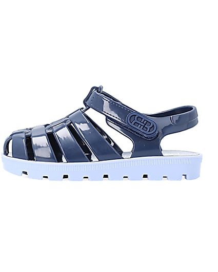 360 degree animation of product Mini Boys Blue Rubber Jelly Sandals frame-3