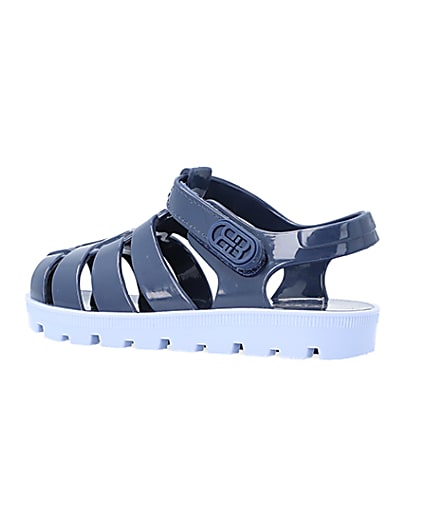 360 degree animation of product Mini Boys Blue Rubber Jelly Sandals frame-5