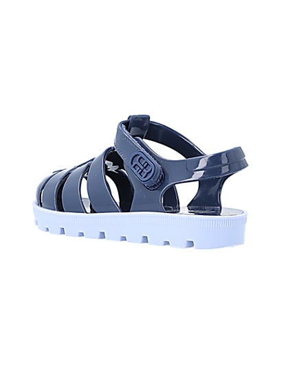 360 degree animation of product Mini Boys Blue Rubber Jelly Sandals frame-6
