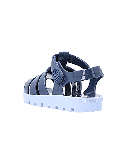 360 degree animation of product Mini Boys Blue Rubber Jelly Sandals frame-7