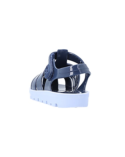 360 degree animation of product Mini Boys Blue Rubber Jelly Sandals frame-8