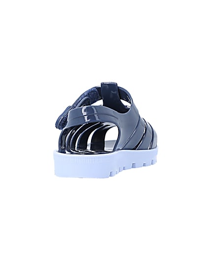 360 degree animation of product Mini Boys Blue Rubber Jelly Sandals frame-10