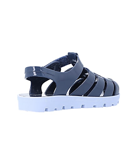 360 degree animation of product Mini Boys Blue Rubber Jelly Sandals frame-12