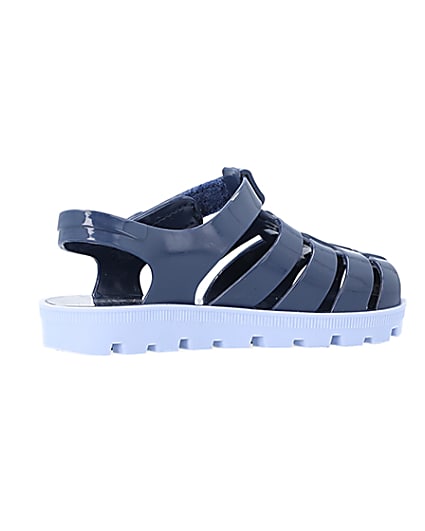 360 degree animation of product Mini Boys Blue Rubber Jelly Sandals frame-13
