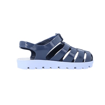 360 degree animation of product Mini Boys Blue Rubber Jelly Sandals frame-14