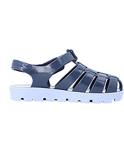 360 degree animation of product Mini Boys Blue Rubber Jelly Sandals frame-15