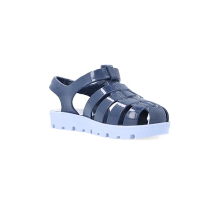 360 degree animation of product Mini Boys Blue Rubber Jelly Sandals frame-18