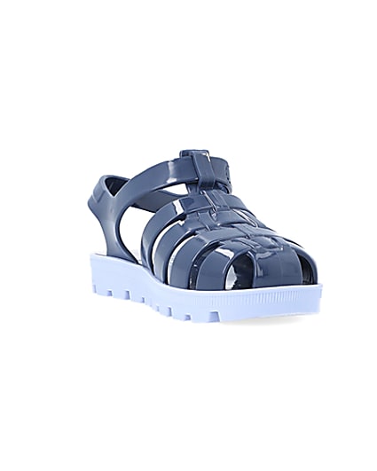 360 degree animation of product Mini Boys Blue Rubber Jelly Sandals frame-19