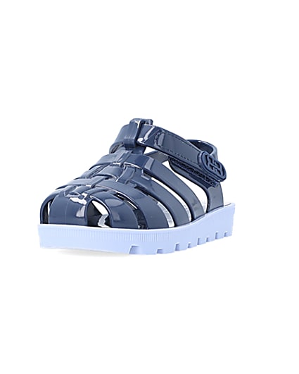 360 degree animation of product Mini Boys Blue Rubber Jelly Sandals frame-23