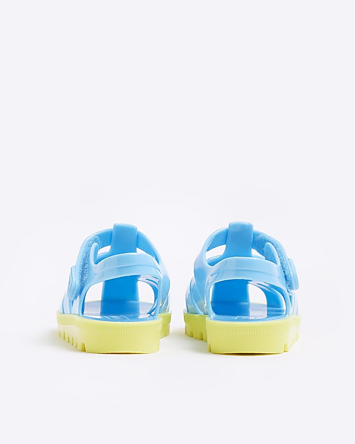 Mini boys blue rubber velcro jelly sandals