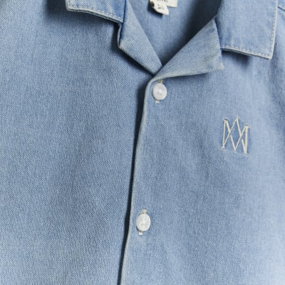 Mini Boys Blue Short Sleeve Denim Shirt