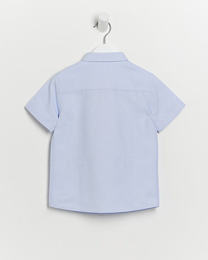 Mini boys blue short sleeve oxford shirt River Island Boys Clothing Shirts Short sleeved Shirts 
