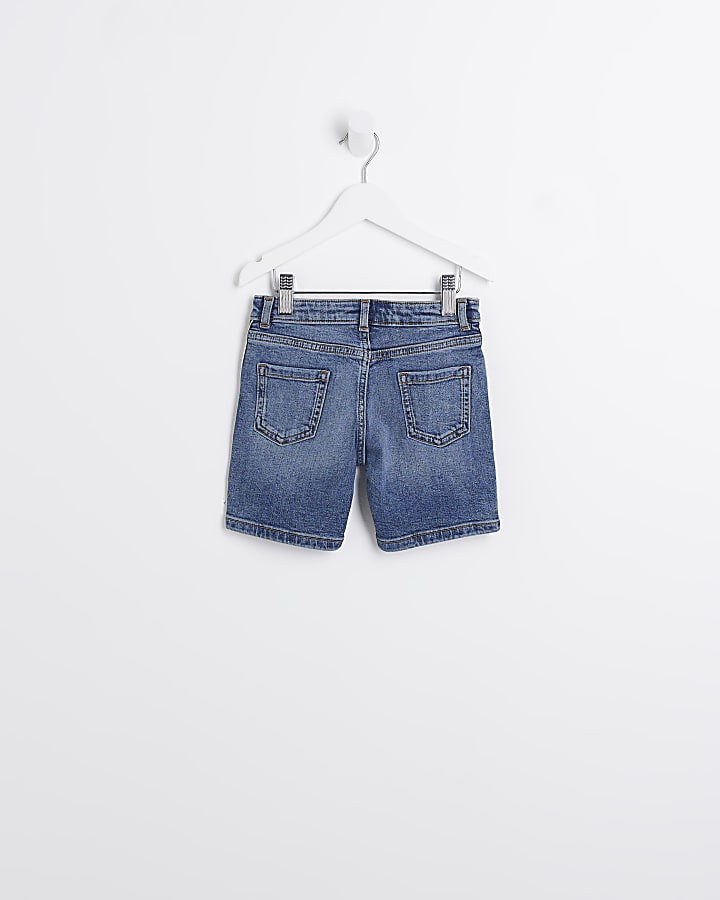 Mini Boys Blue Side Stripe Denim Shorts