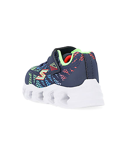 360 degree animation of product Mini Boys Blue Skechers Printed Trainers frame-7