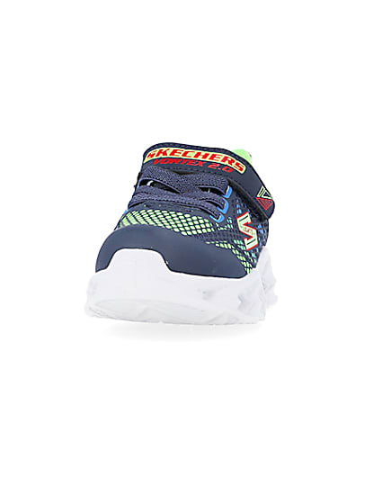 360 degree animation of product Mini Boys Blue Skechers Printed Trainers frame-22