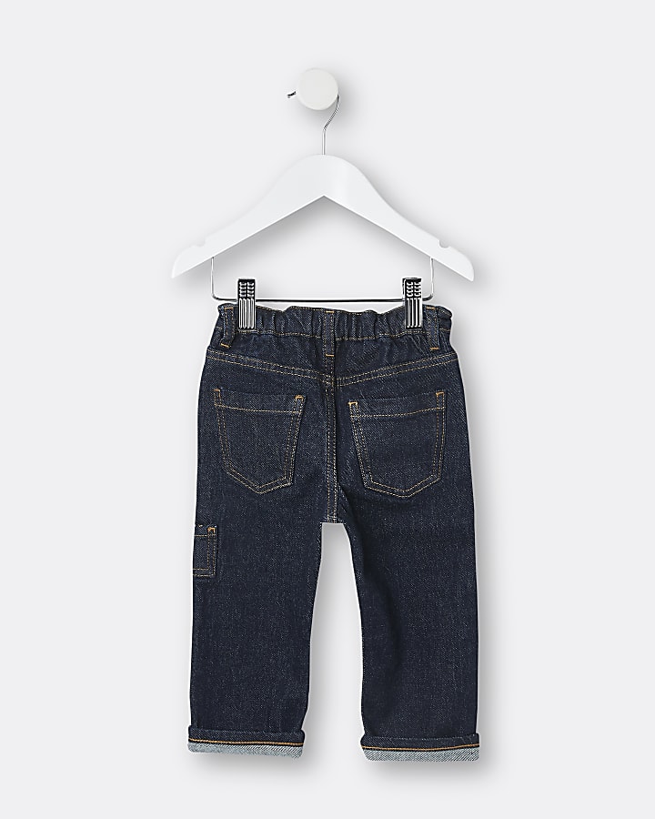 Mini boys blue stitch detail jeans