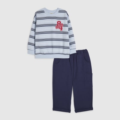 Mini Boys Blue Stripe 84 Sweatshirt Set