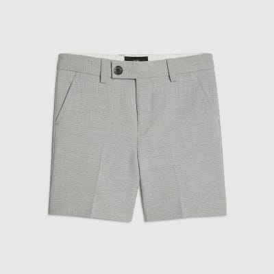 slim fit dress slacks Boys Dress Shirt & Bubble Shorts Grey & White – The Vintage Teddy