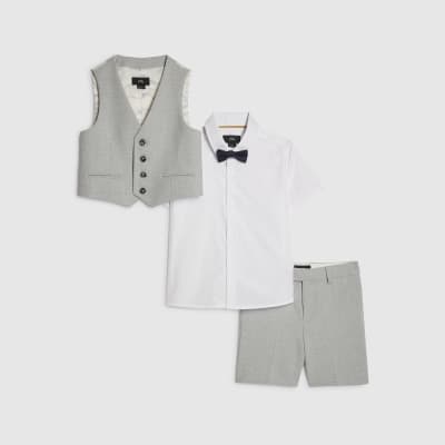 Mini Boys Blue Tailored Waistcoat 4 Piece Set