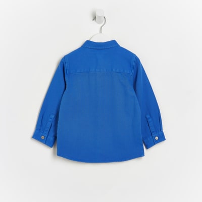 Mini Boys Blue Twill Long Sleeve Shacket