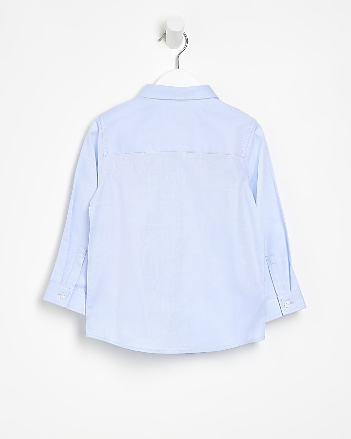 Mini boys Blue Twill long sleeve Shirt