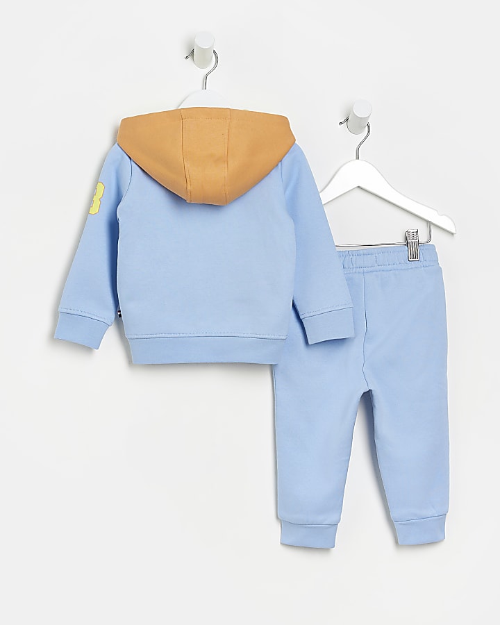 Mini boys blue US POLO zip sweat outfit