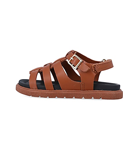 360 degree animation of product Mini boys brown caged sandals frame-4
