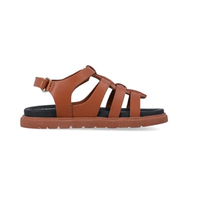 360 degree animation of product Mini boys brown caged sandals frame-15