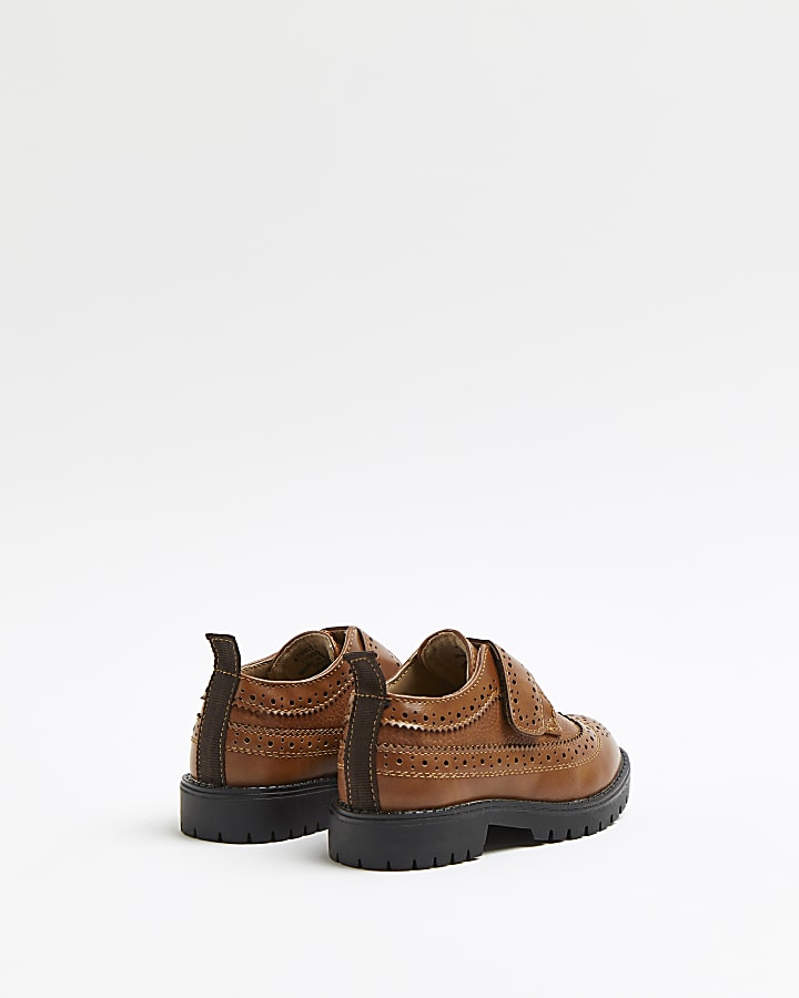 Mini boys brown chunky brogue shoes