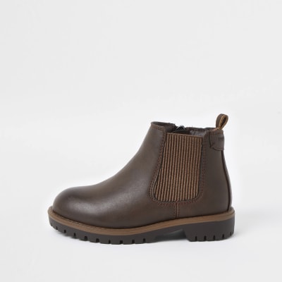 Mini boys brown clumpy chelsea boots | River Island