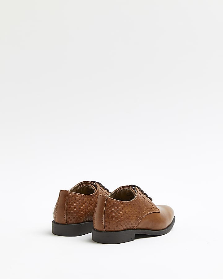 Mini boys brown embossed pointed shoes