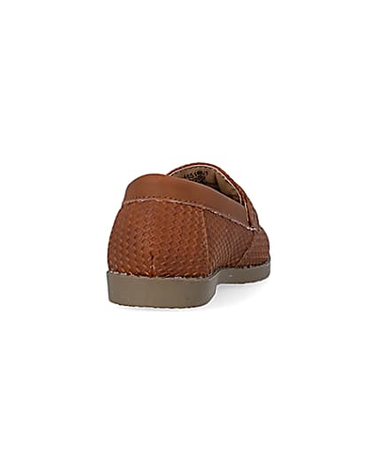 360 degree animation of product Mini Boys Brown Faux Leather Embossed Loafer frame-10