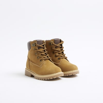 Mini Boys Brown Faux Suede Worker Boots