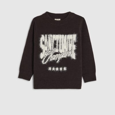 Mini Boys Brown Fluffy Sanctuaire Jumper