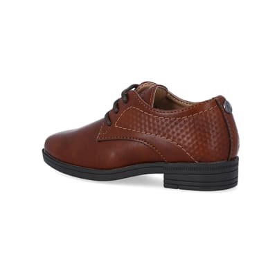 360 degree animation of product Mini Boys Brown PU Embossed Shoes frame-5