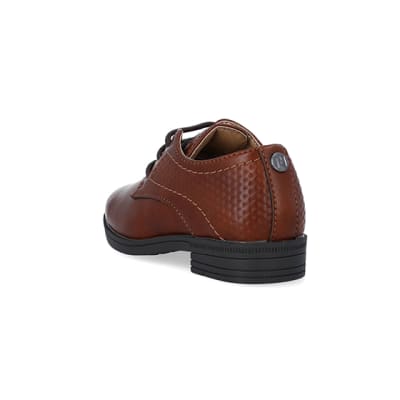 360 degree animation of product Mini Boys Brown PU Embossed Shoes frame-7
