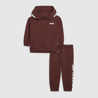 Mini Boys Brown RI Branded Hoodie Set