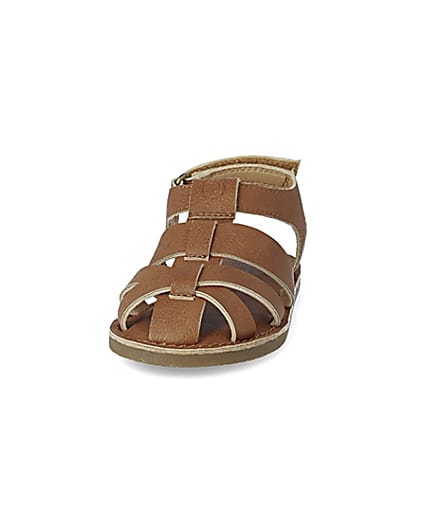360 degree animation of product Mini boys brown strappy sandals frame-1